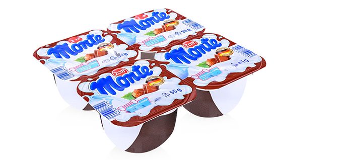 Váng sữa Monte sô cô la vỉ 4 hộp x 55g