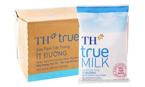 Sữa tươi tiệt trùng TH True Milk ít đường thùng 48 gói x 220ml
