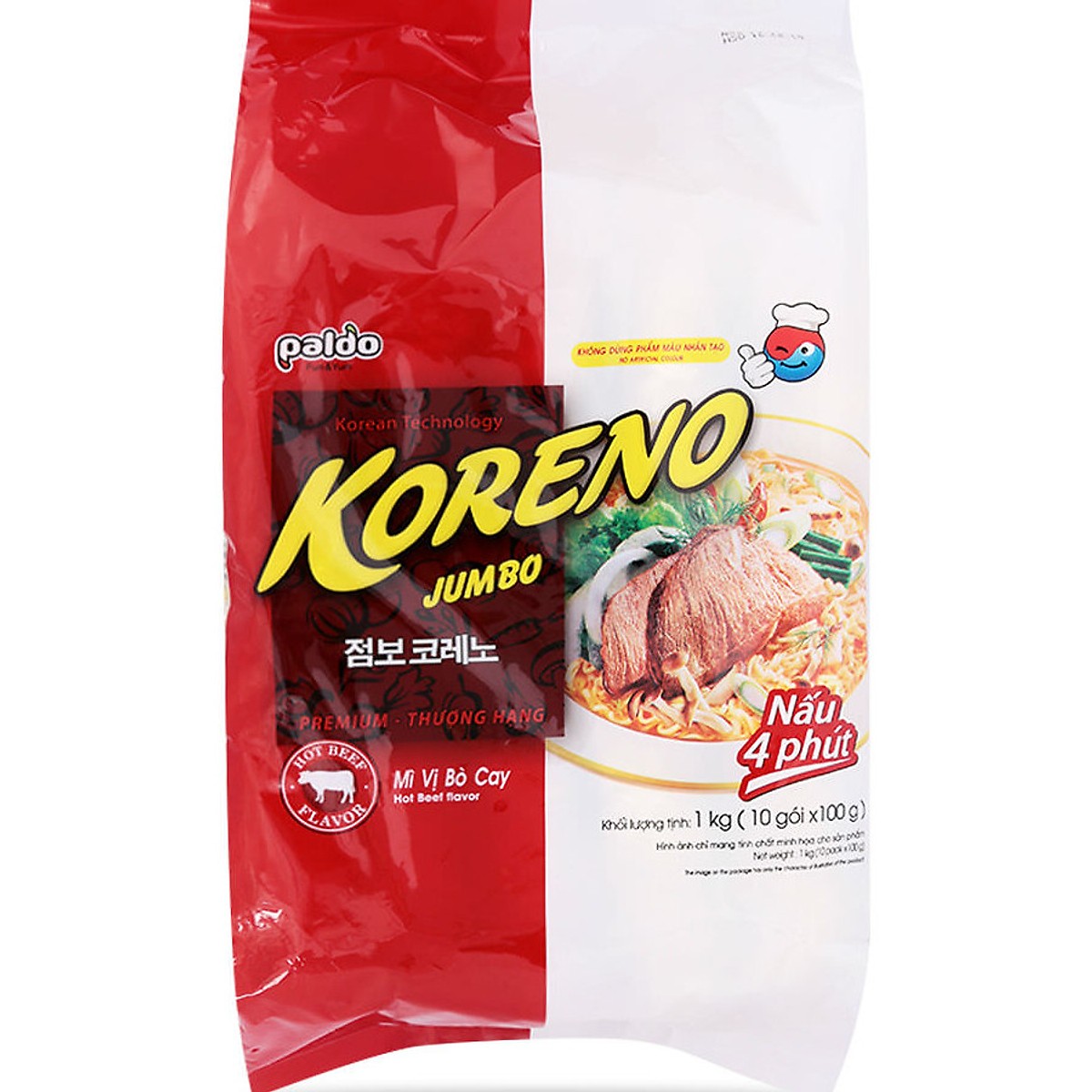 Mì ăn liền Koreno Jumbo vị bò cay Paldo túi 1kg_1