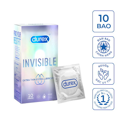 Bao cao su Durex Invisible Extra Lubricant 10 bao