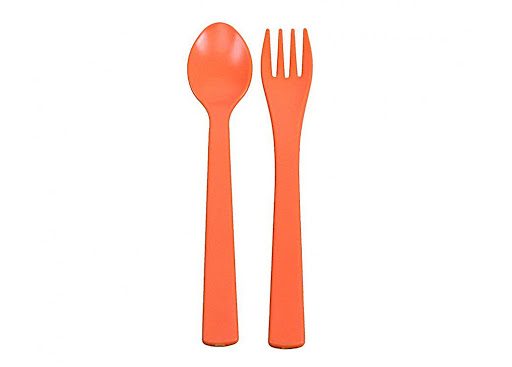 Bộ thìa và dĩa ăn dặm cho bé 2 món UINLUI màu đu đủ