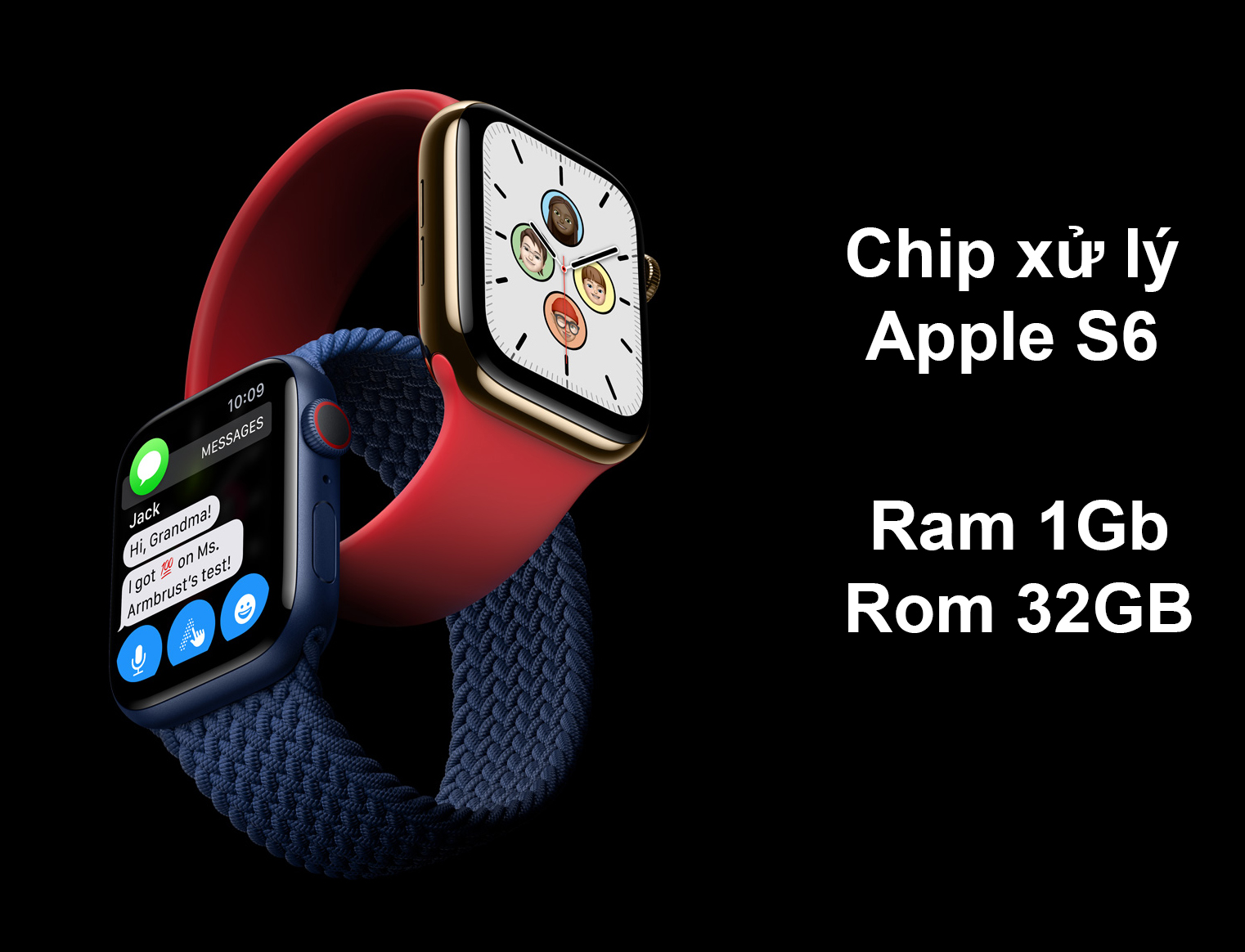 Apple Watch Series 6 GPS 44mm viền nhôm Vàng dây Silicon Hồng Cát | Chip xử lý Apple S6