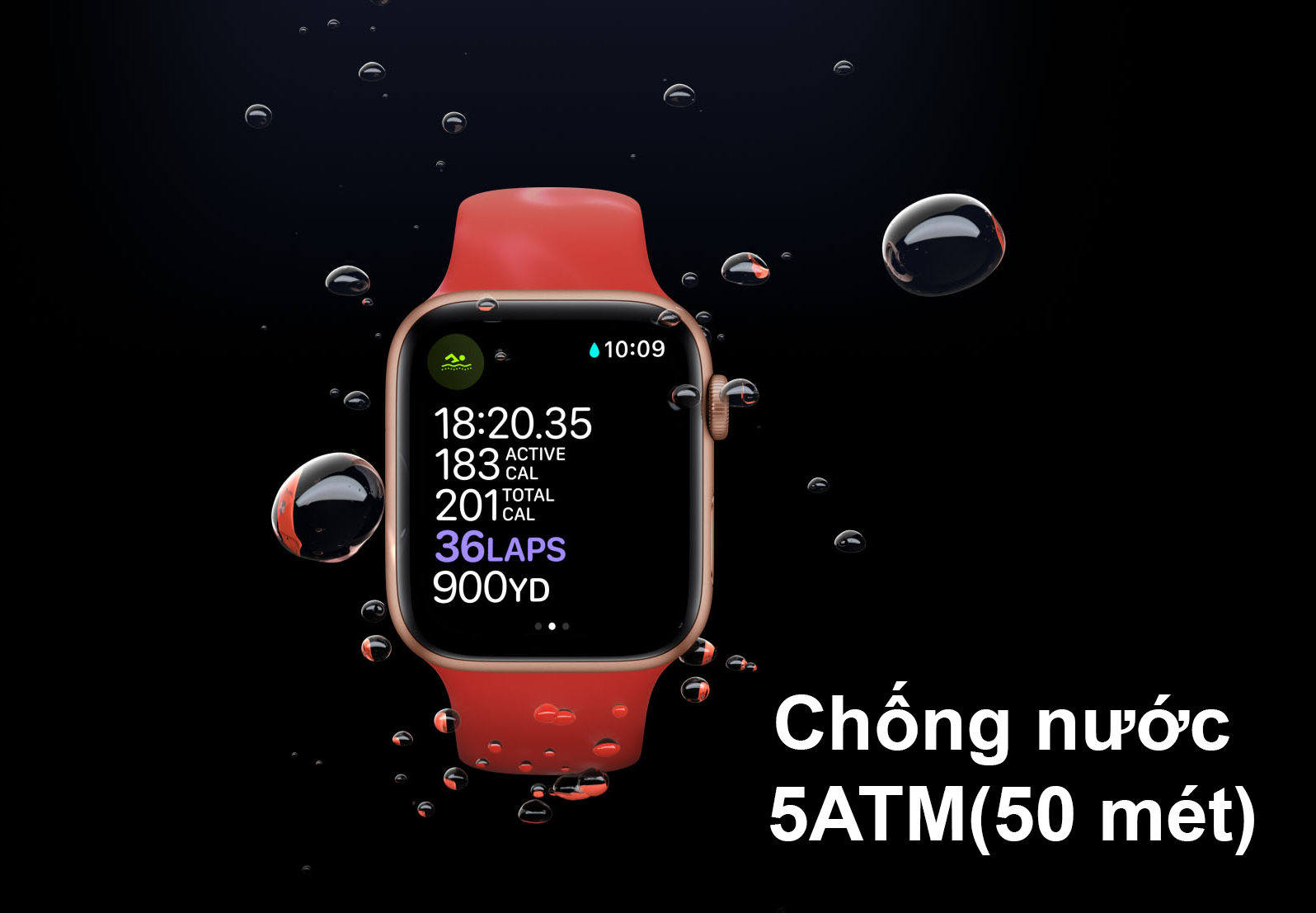 Apple Watch Series 6 GPS 40mm viền nhôm Đỏ dây Silicon Đỏ | Chống nước 5ATM