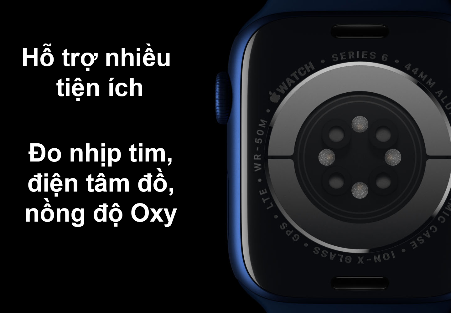 Apple Watch Series 6 GPS 44mm viền nhôm Vàng dây Silicon Hồng Cát | Nhiều cảm biến sức khỏe