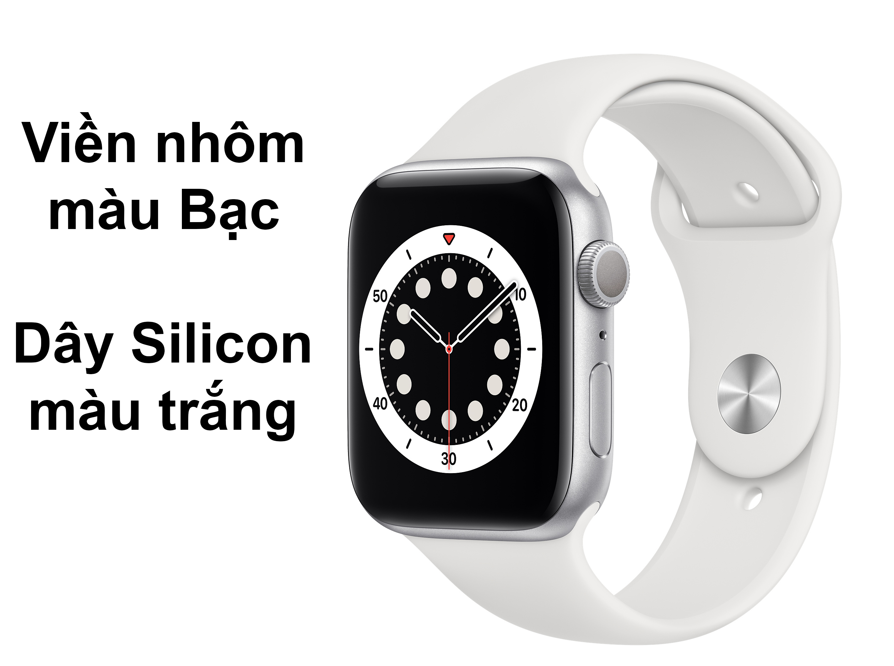 Apple Watch Series SE GPS + 4G 44mm viền nhôm Bạc dây Silicon màu trắng