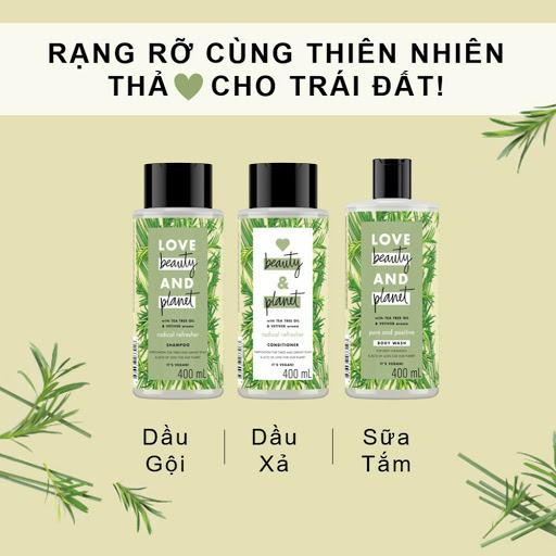 Dầu gội LOVE BEAUTY and PLANET xanh lá detox tóc 400ml-2