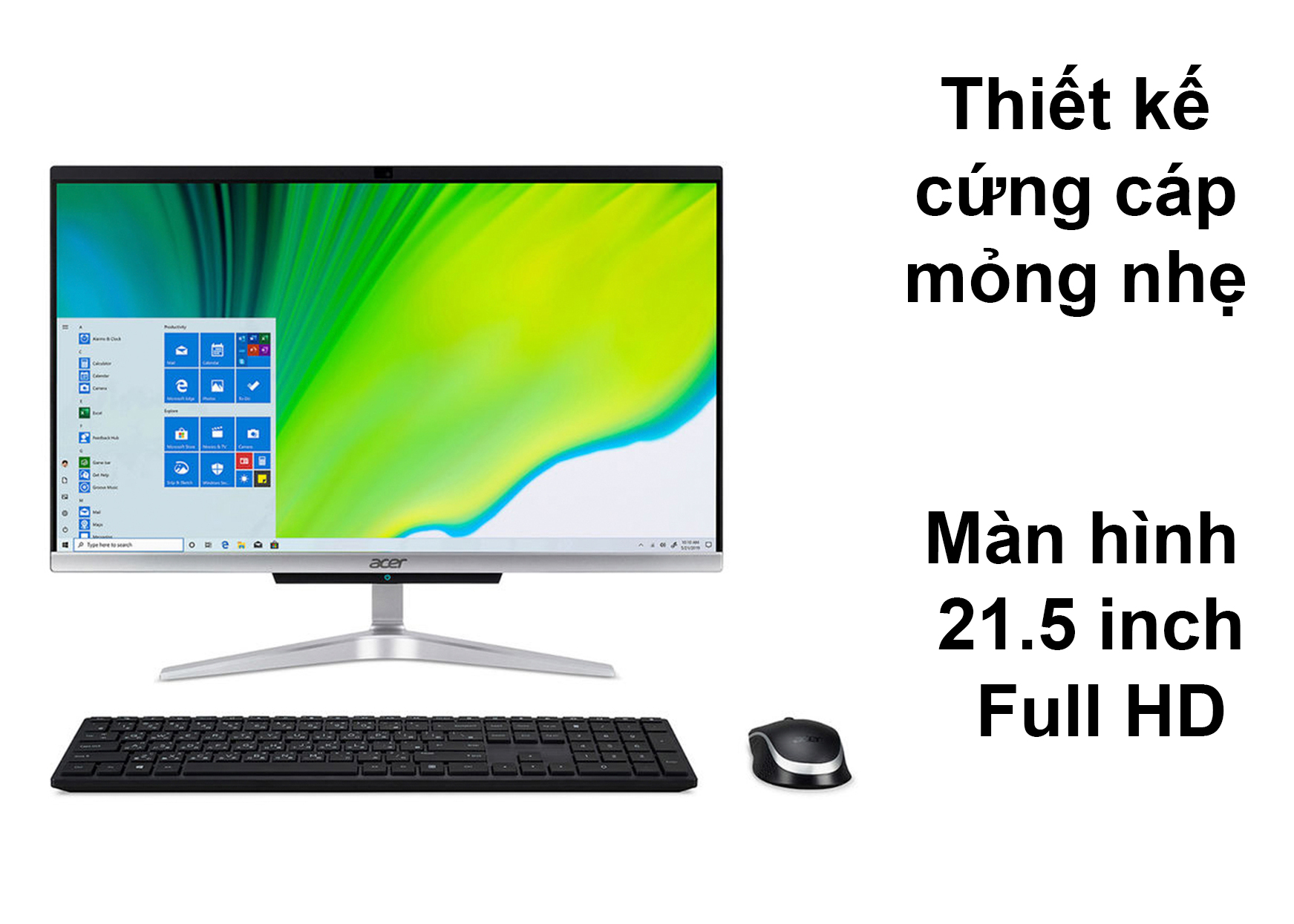 PC Acer AIO AS C22-963 | Thiết kế mỏng nhẹ, cứng cáp | Màn hình 21.5 inch Full HD