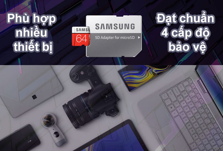 Thẻ nhớ Micro SDXC Samsung 64GB EVO Plus 2020 | Phù hợp nhiều thiết bị | Đạt chuẩn 4 cấp độ