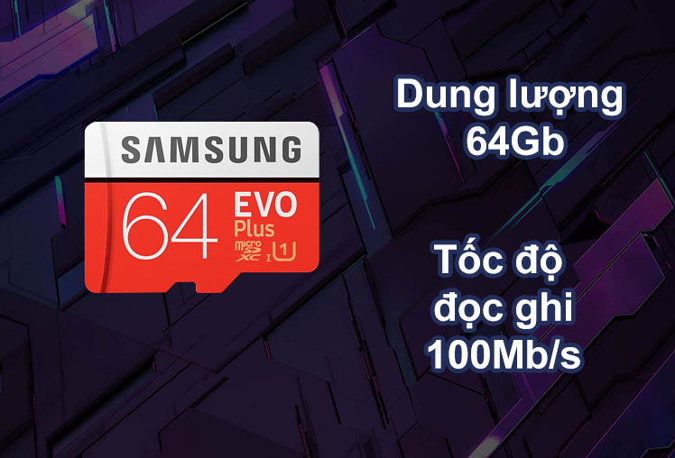 Thẻ nhớ Micro SDXC Samsung 64GB EVO Plus 2020 | Dung Lượng 64Gb | Tốc độ 100Mb/s
