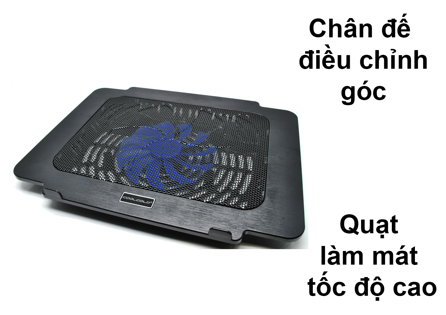 Fan laptop Cool Cold 1 fan - K16 (Đen) | Chân đến điều chỉnh góc tiện lợi