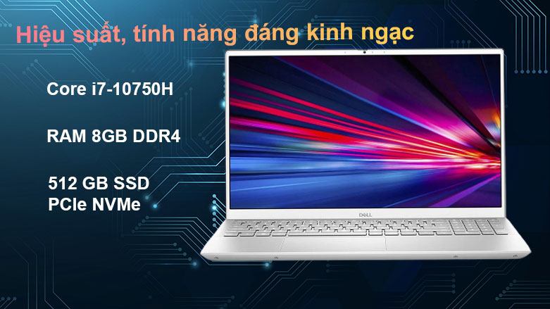  Laptop Dell Inspiron 15 7501 | Core i7-10750H Ram 8GB DDR4,SSD 512GB chuẩn PCIe NVMe