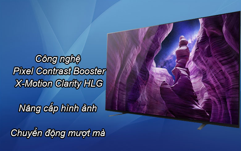 Android Tivi OLED Sony 4K 55 inch KD-55A8H | Công nghệ Pixel Contrast Booster, Công nghệ X-Motion Clarity HLG