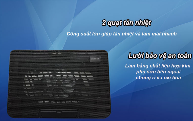 Fan laptop N99 (2 Fan)| 2 quạt tản nhiệt, Lưới bảo vệ an toàn
