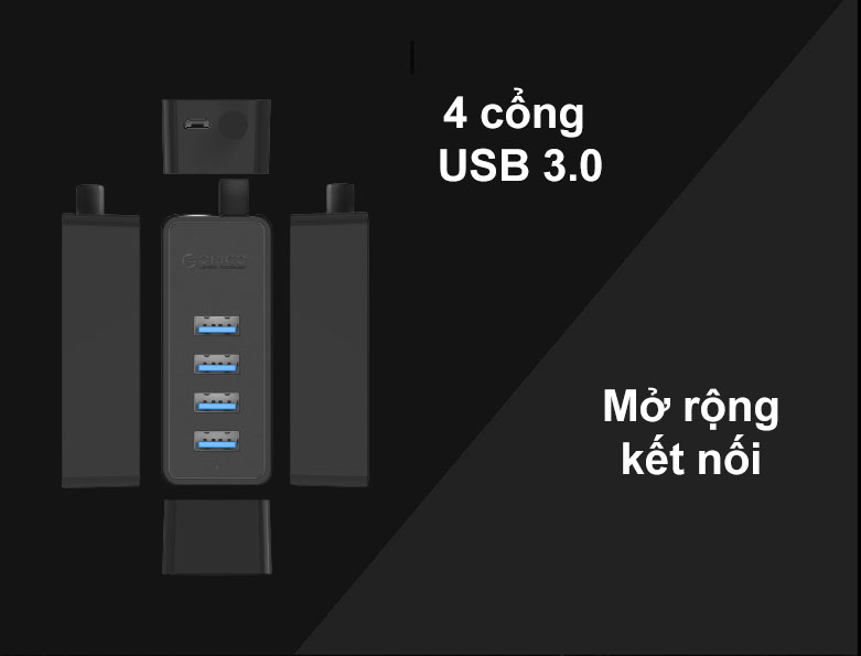 Hub USB 4 ports 3.0 Orico W5P-U3-30 | 4 cổng USB 3.0, Mở rộng kết nối 