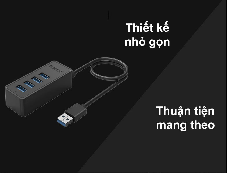 Hub USB 4 ports 3.0 Orico W5P-U3-30 | Thiết kế nhỏ gọn, Thuận tiện mang theo 