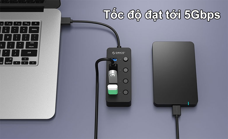 Hub USB 4 ports 3.0 Orico W9PH4 | Tốc độ đạt tơi 5Gbps