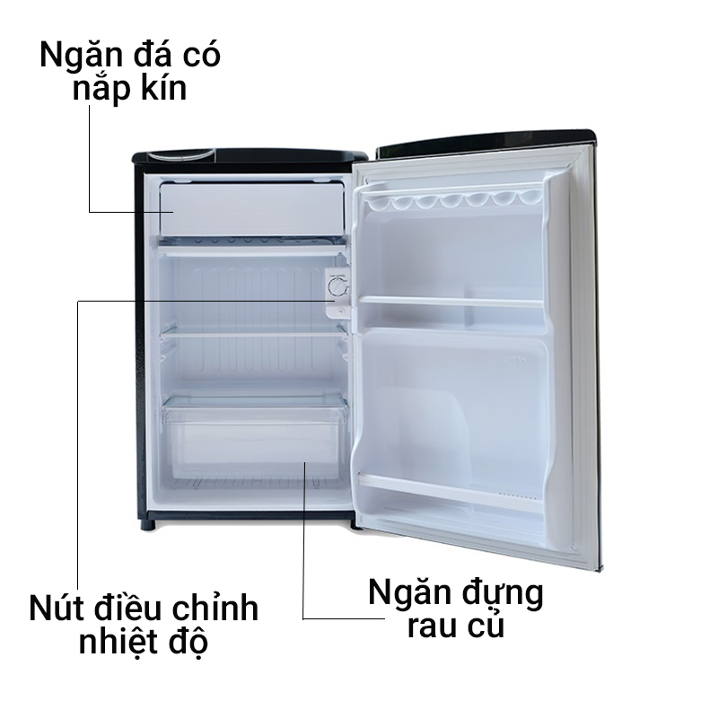 Tủ lạnh Aqua 90 lít AQR-D99FA.BS | Ngăn đá có nắp kính