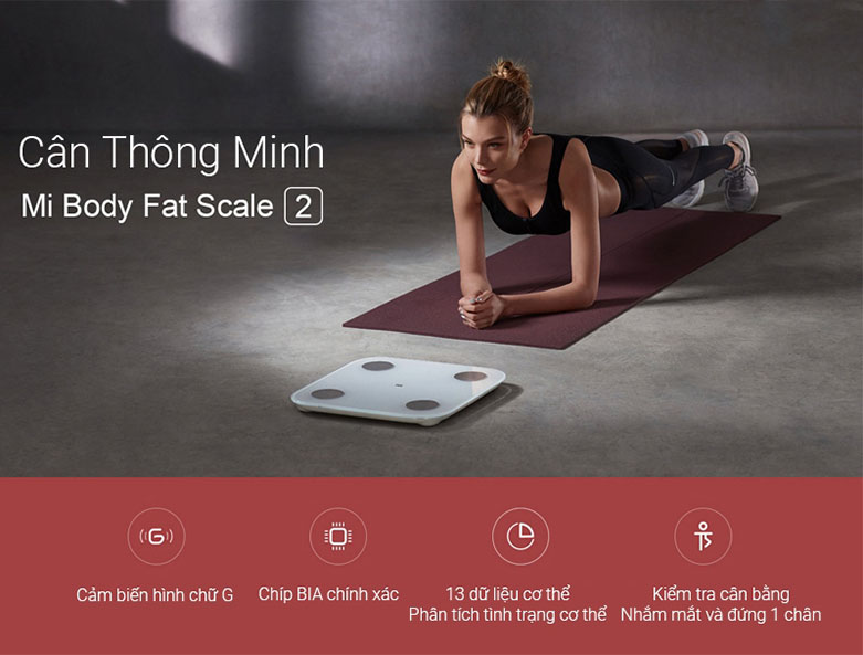 Cân điện tử Xiaomi Mi Body Composition Scale 2 NUN4048GL | Tích hợp nhiều chế độ tiện lợi 
