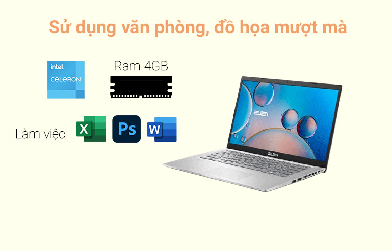 Laptop Asus Vivobook X415MA-BV087T (N4020) (Bạc) | Sử dụng văn phòng, đồ họa mượt mà