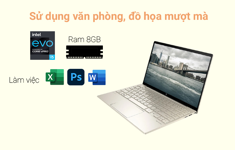 Laptop HP Envy 13-ba1027TU (2K0B1PA) (i5-1135G7) (Vàng) | Cấu hình mạnh mẽ