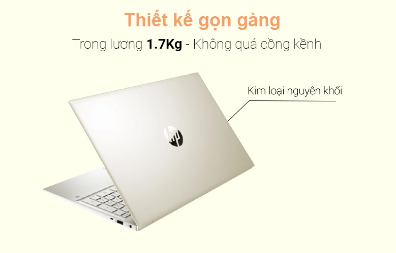 Laptop HP Pavilion 15-eg0007TX (2D9D5PA) (i7-1165G7) (Vàng) | Thiết kế gọn gàng 