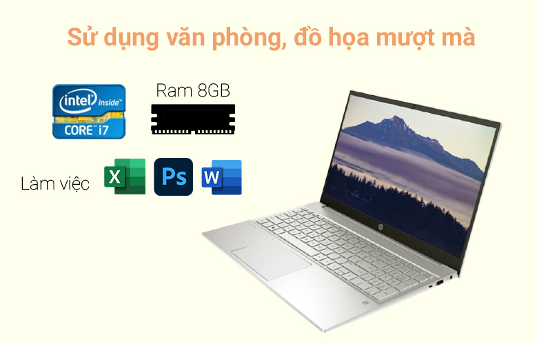 Laptop HP Pavilion 15-eg0007TX (2D9D5PA) (i7-1165G7) (Vàng) | Sử dụng văn, đồ họa mượt mà 