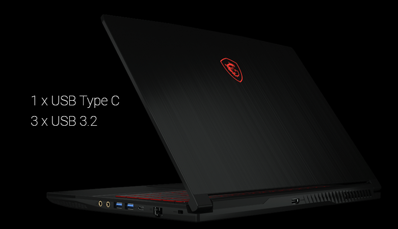 laptop MSI Thin GF63 10SC-014VN (i5-10200H) (Đen) | Cổng kết nối đa dạng tiên lợi