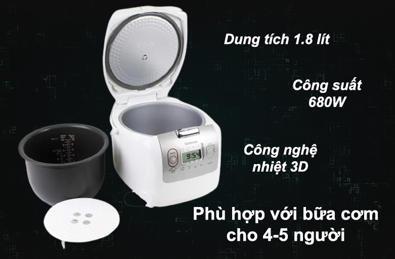 Nồi cơm điện tử Toshiba RC-18NTFV | Phù hợp với bữa cơm gia đình