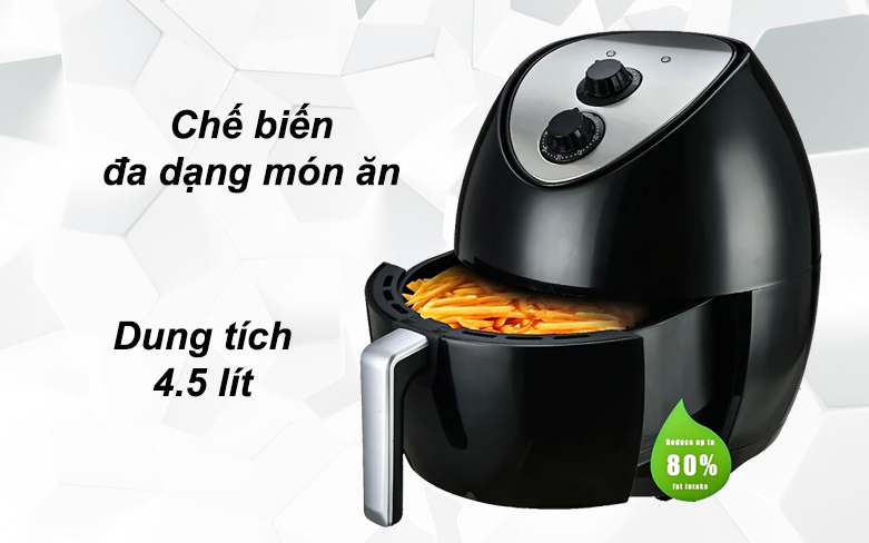 Nồi chiên không dầu Iruka 4.5L I-68 | Chế biến đa dạng món ăn 