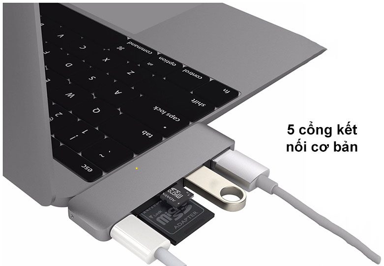 Hub USB-C 5 in 1 Hyper Drive HD21B-GR | 5 cổng kết nối cơ bản