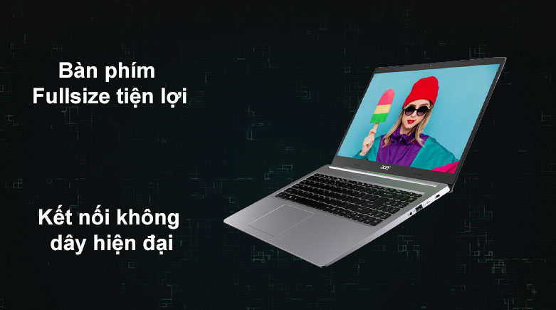 Laptop Acer Aspire 3 A315-23-R1XZ | Bàn phím Fullsize tiện lợi, Kết nối không dây hiện đại 