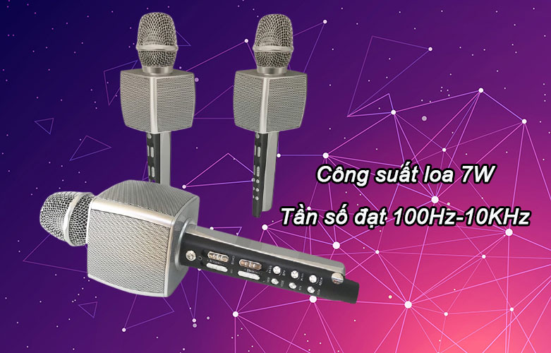 Mic karaoke YS-92 SUYOSD (Bạc) | Công suất loa 7W