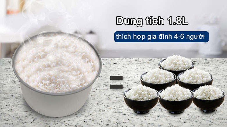 Nồi cơm nắp gài 1.8L Sharp KS-181TJV | Dung tích 1.8L