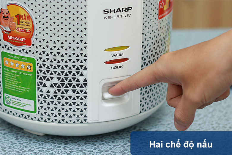 Nồi cơm nắp gài 1.8L Sharp KS-181TJV | Hai chế độ nấu