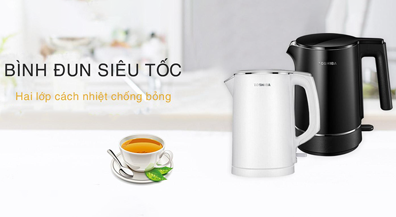 Ấm siêu tốc Toshiba KT-15DS1NV | Công suất lớn, trang bị lớp cách nhiệt