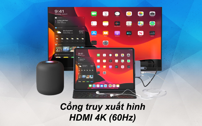 Hub Hyperdrive 6 in 1 HD319B-GR-2 | Cổng truy xuất hình HDMI chất lượng 4K