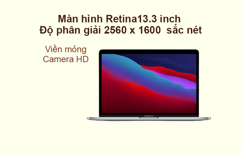 Laptop MacBook Pro 2020 13.3" Z11B000CT (M1/16GB/SSD256GB) (Xám) | Màn hình 13.3 inch, hình ảnh sắc nét