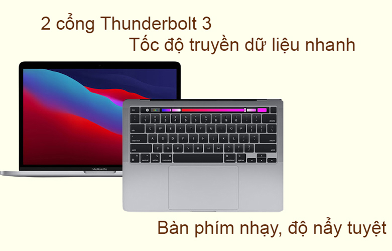 Laptop MacBook Pro 2020 13.3" Z11B000CT (M1/16GB/SSD256GB) (Xám) | Bàn phím hiện đại