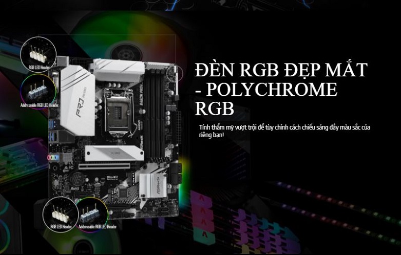Bo mạch chính Asrock B460M-Pro4 | LED RGB đẹp mắt