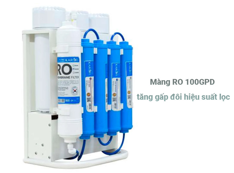 Máy lọc nước RO để gầm Karofi Slim S-s038 | kết hợp màng RO thay nhanh 100GPD giúp tăng gấp đôi hiệu suất lọc