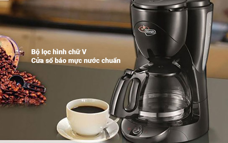 Máy pha cà phê Delonghi ICM2.1B | Bộ lọc hình chữ V, cửa sổ báo mực nước 