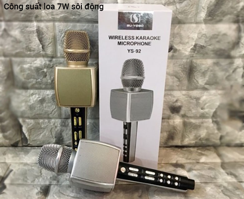 Mic karaoke YS-92 SUYOSD (Vàng) | Công suất 7W sôi động