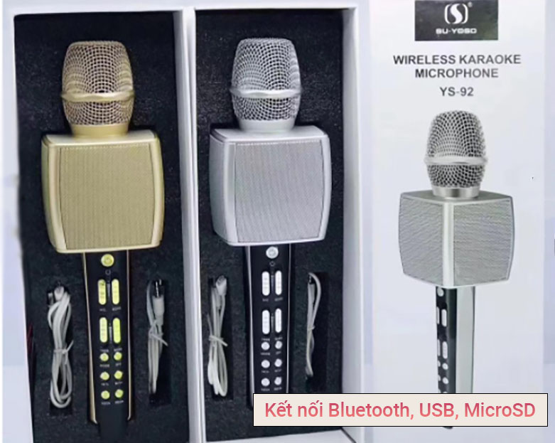 Mic karaoke YS-92 SUYOSD (Vàng) | Kết nối Bluetooth