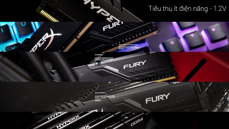 Ram DDR4 Kingston HyperX Fury Black 8GB (3000) (HX430C15FB3/8) | tiêu thụ ít điện năng 1.2V