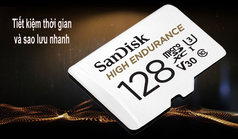 Thẻ nhớ SanDisk High Endurance microSDX 128Gb SDSQQNR-128G-GN6IA (Có adaptor) | tiết kiệm thời gian và sao lưu nhanh