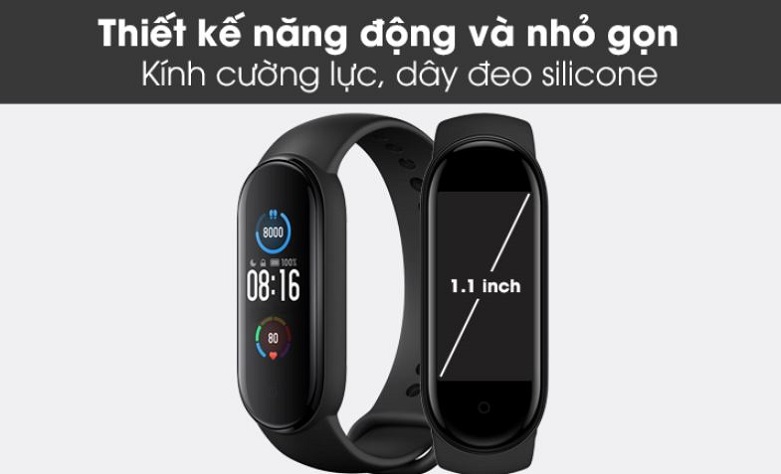Vòng Đeo Tay Thông Minh Xiaomi Mi Smart Band 5 (BHR4215GL) (Đen) | Thiết kế nhỏ gọn