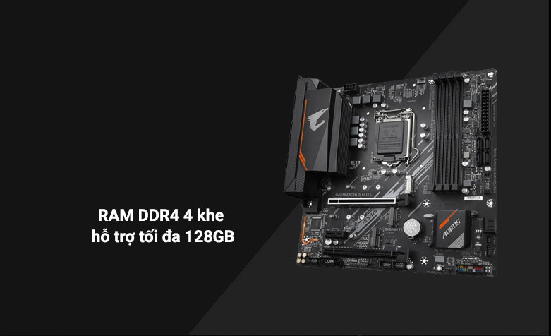 Mainboard Gigabyte B460M Aorus Elite | Hỗ trợ 4 khe RAM DDR4