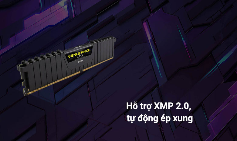 RAM Corsair Vengeance LPX 8GB (1x8GB) DDR4 3000MHz Black (CMK8GX4M1D3000C16) | Hỗ trợ XMP 2.0, tự động ép xung