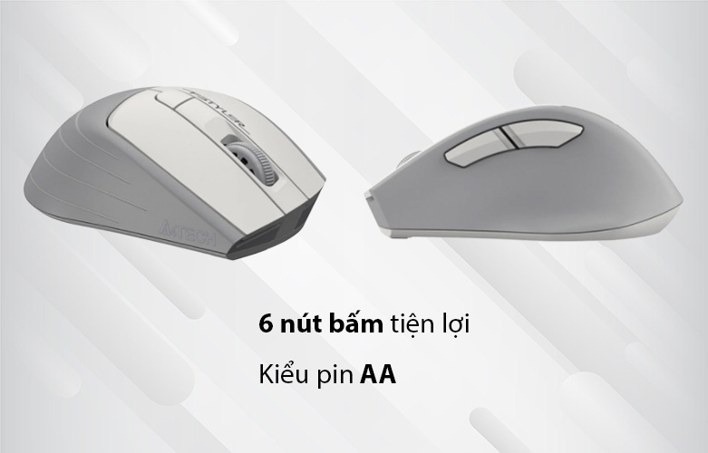 Chuột máy tính không dây A4Tech FG30S Silent (Trắng) | 6 nút bấm, kiểu pin AA