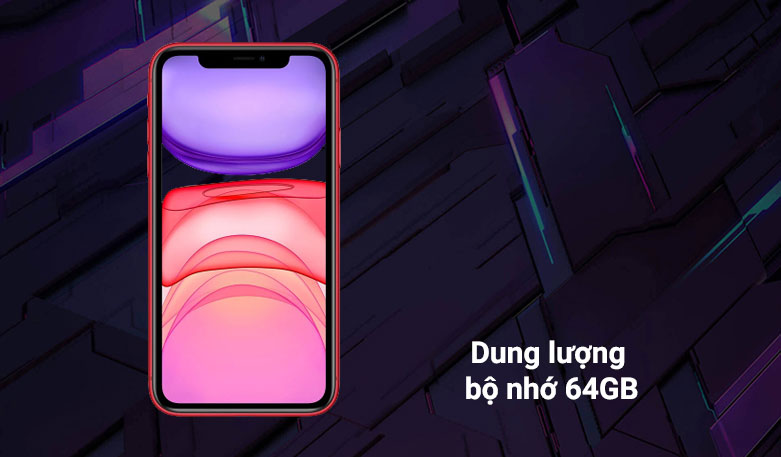 Điện thoại di động iPhone 11 64GB (RED) (MHDD3VN/A) | Dung lượng bộ nhớ 64GB